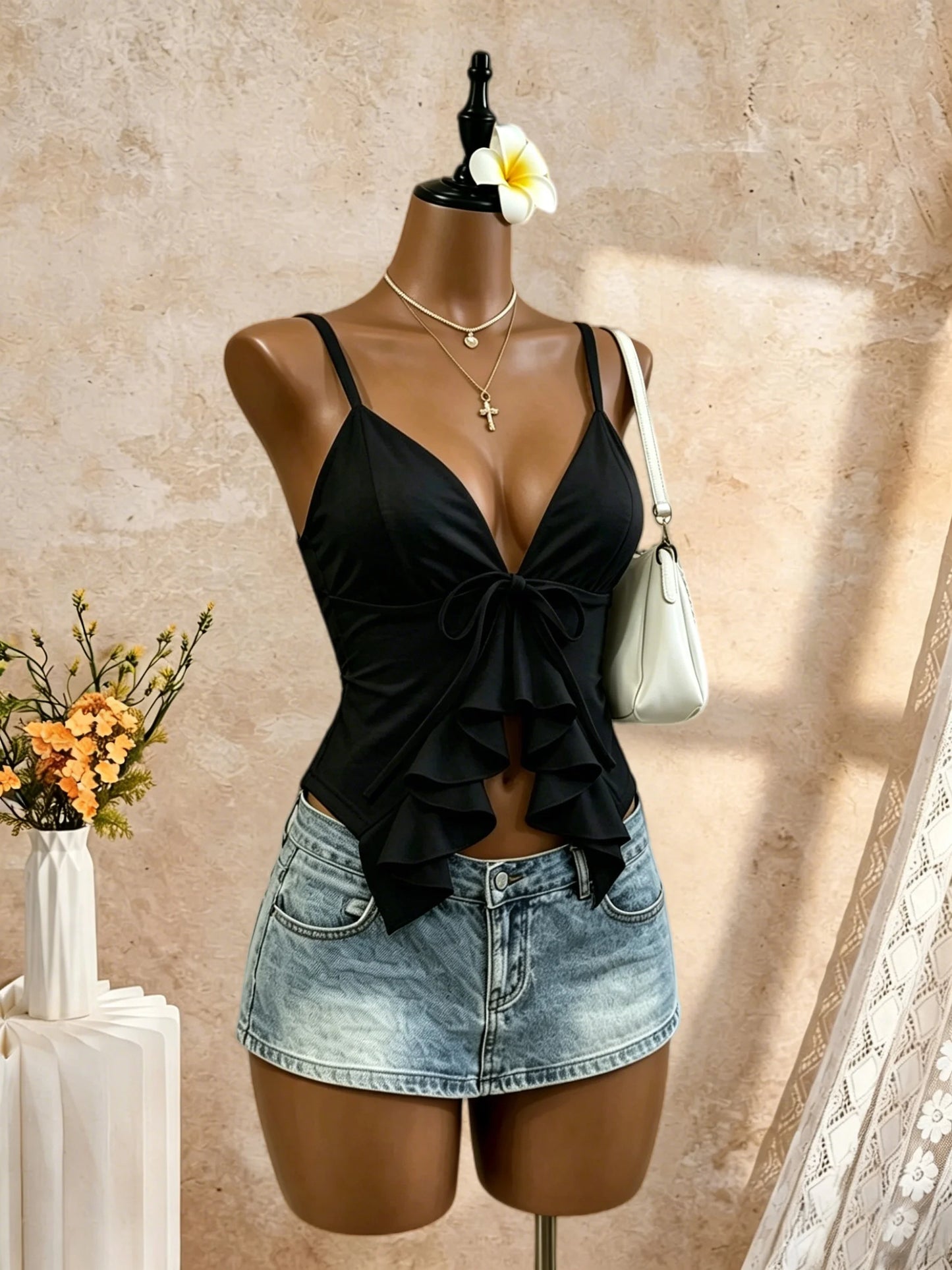 V-Neck Front Tie Camisole